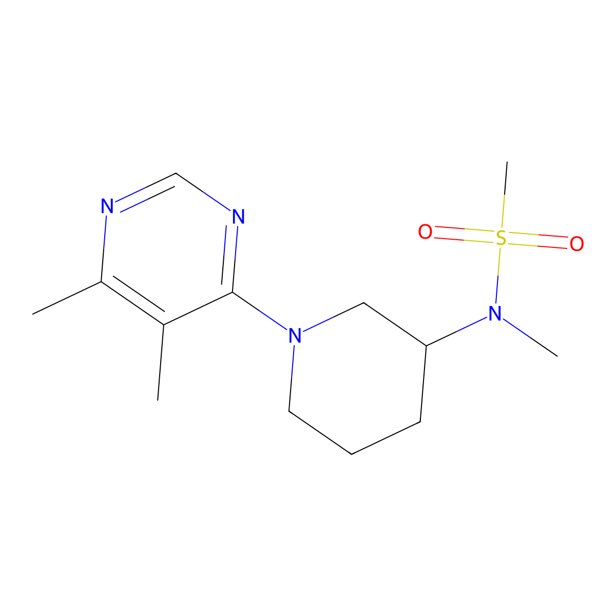 N-[1-(5,6-dimethylpyrimidin-4-yl)piperidin-3-yl]-N-methylmethanesulfonamide molecular structure, CAS 2877634-68-7