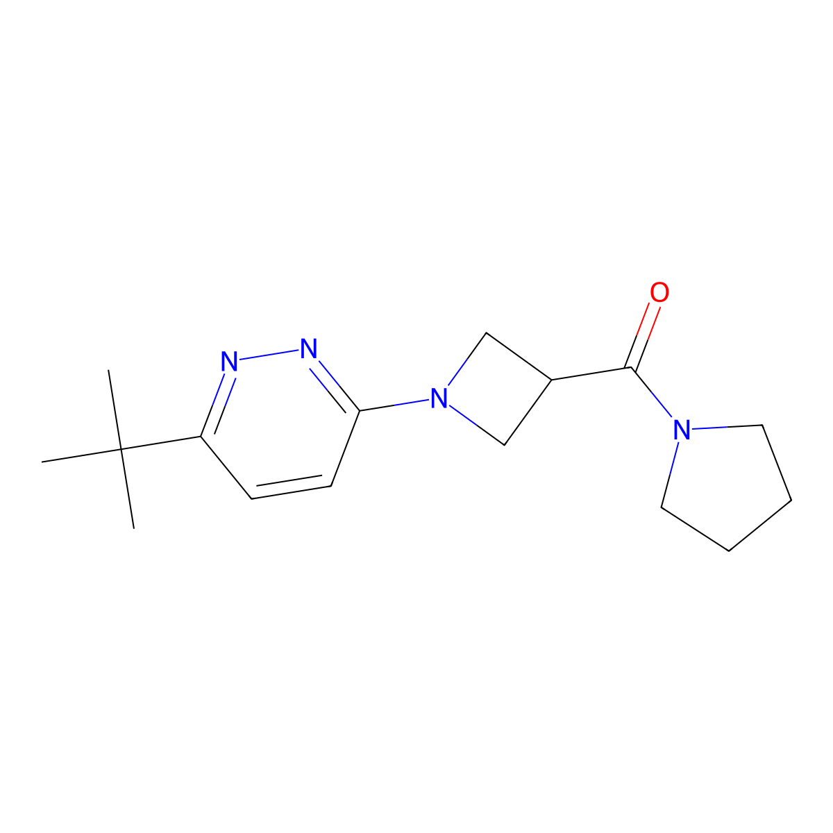 3-Tert-butyl-6-[3-(pyrrolidine-1-carbonyl)azetidin-1-yl]pyridazine molecular structure, CAS 2877634-71-2