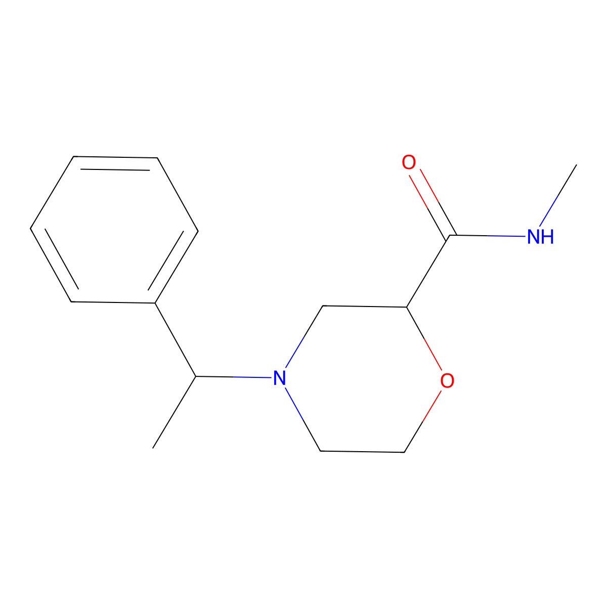 N-methyl-4-(1-phenylethyl)morpholine-2-carboxamide molecular structure, CAS 2877634-73-4