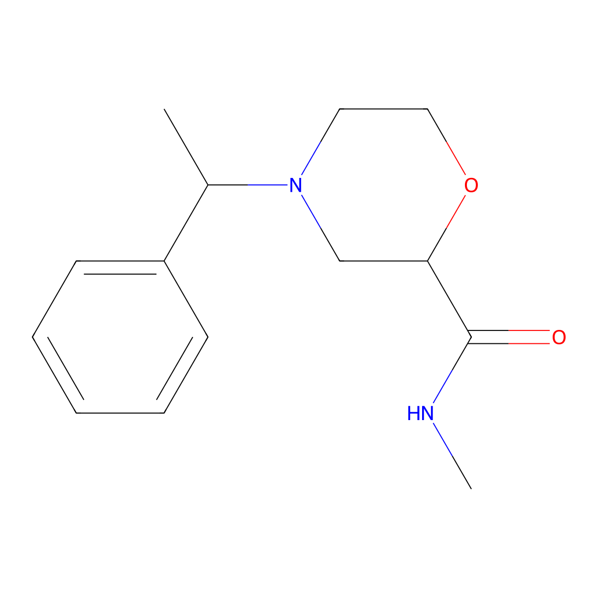 N-methyl-4-(1-phenylethyl)morpholine-2-carboxamide molecular structure, CAS 2877634-73-4