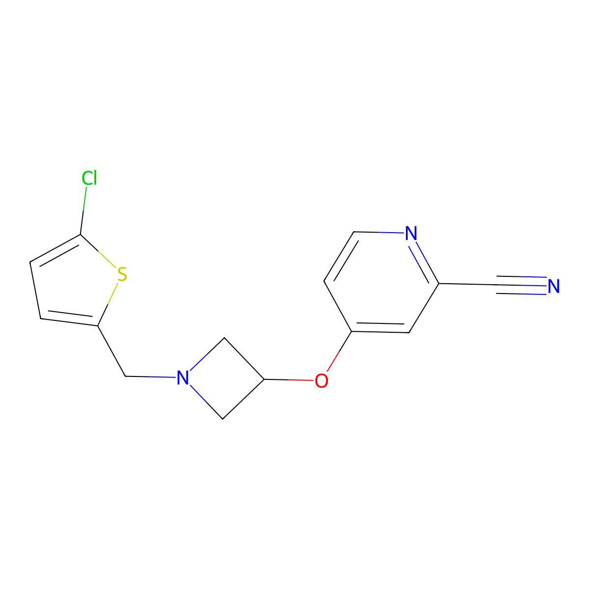 4-({1-[(5-Chlorothiophen-2-yl)methyl]azetidin-3-yl}oxy)pyridine-2-carbonitrile molecular structure, CAS 2877634-75-6