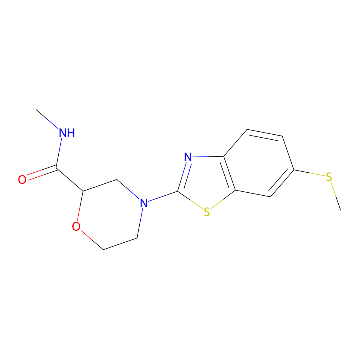 N-methyl-4-[6-(methylsulfanyl)-1,3-benzothiazol-2-yl]morpholine-2-carboxamide molecular structure, CAS 2877634-82-5