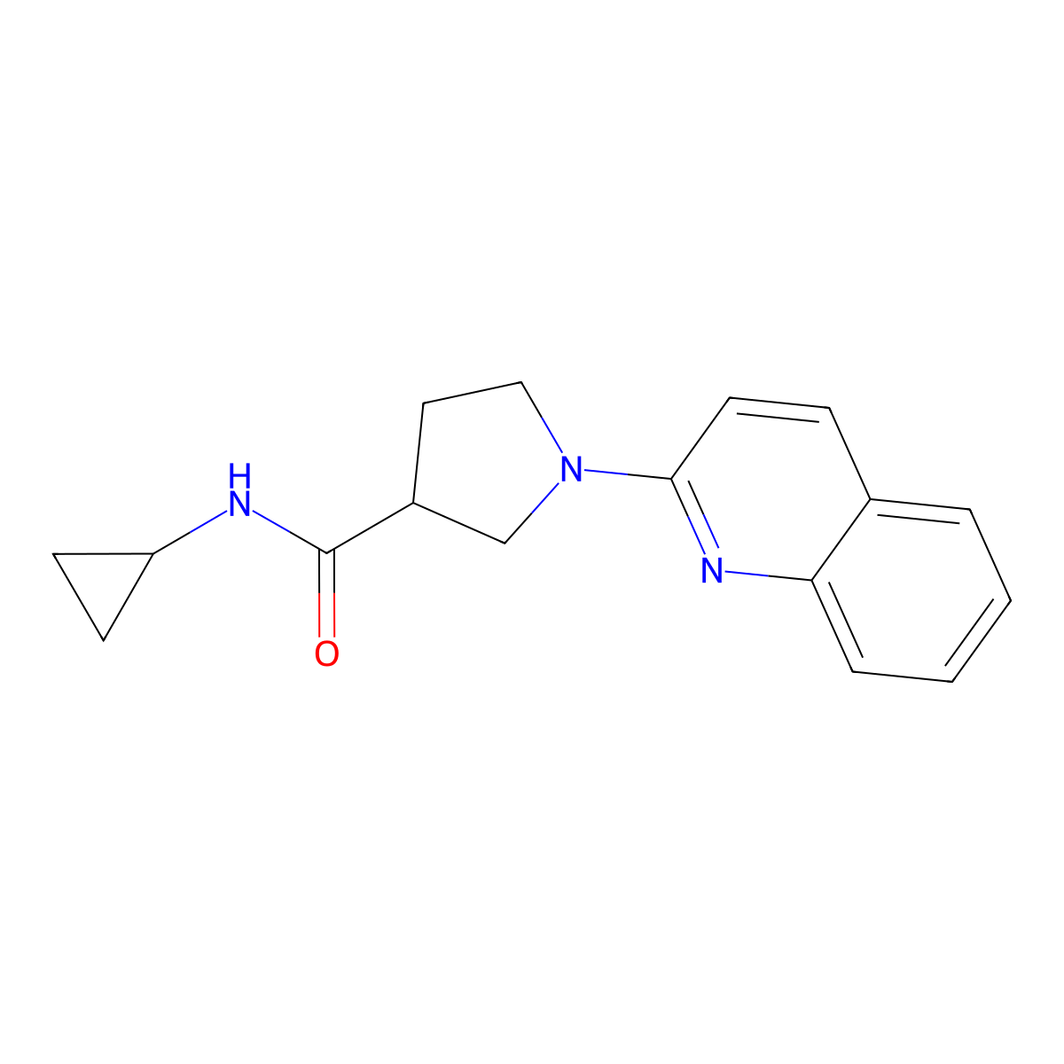 N-cyclopropyl-1-(quinolin-2-yl)pyrrolidine-3-carboxamide molecular structure, CAS 2877634-88-1