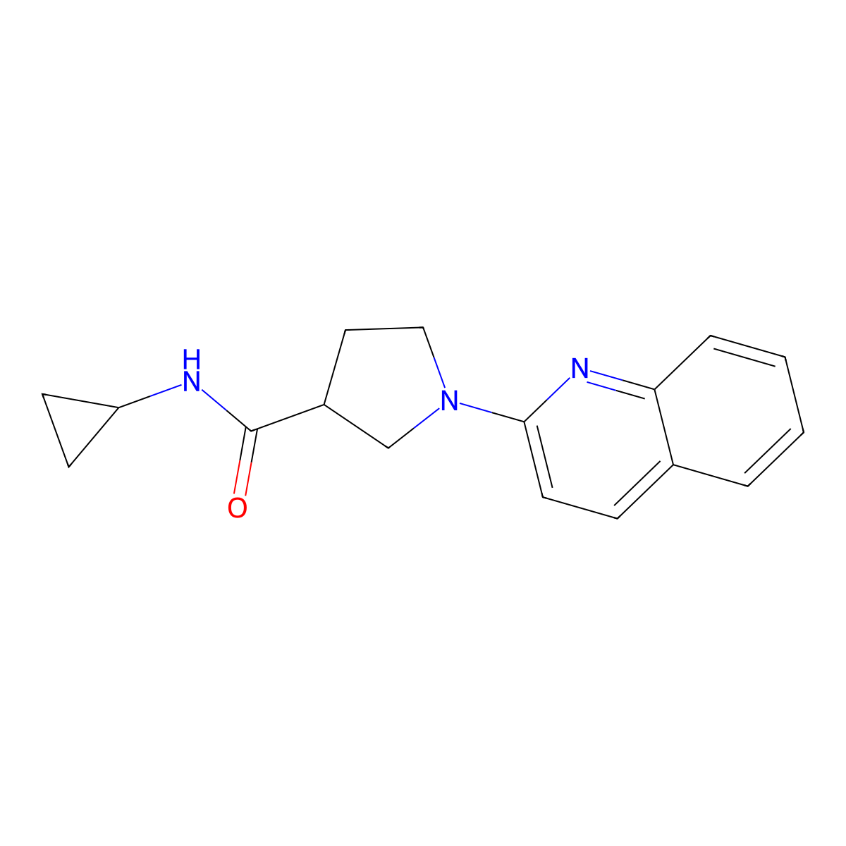 N-cyclopropyl-1-(quinolin-2-yl)pyrrolidine-3-carboxamide molecular structure, CAS 2877634-88-1