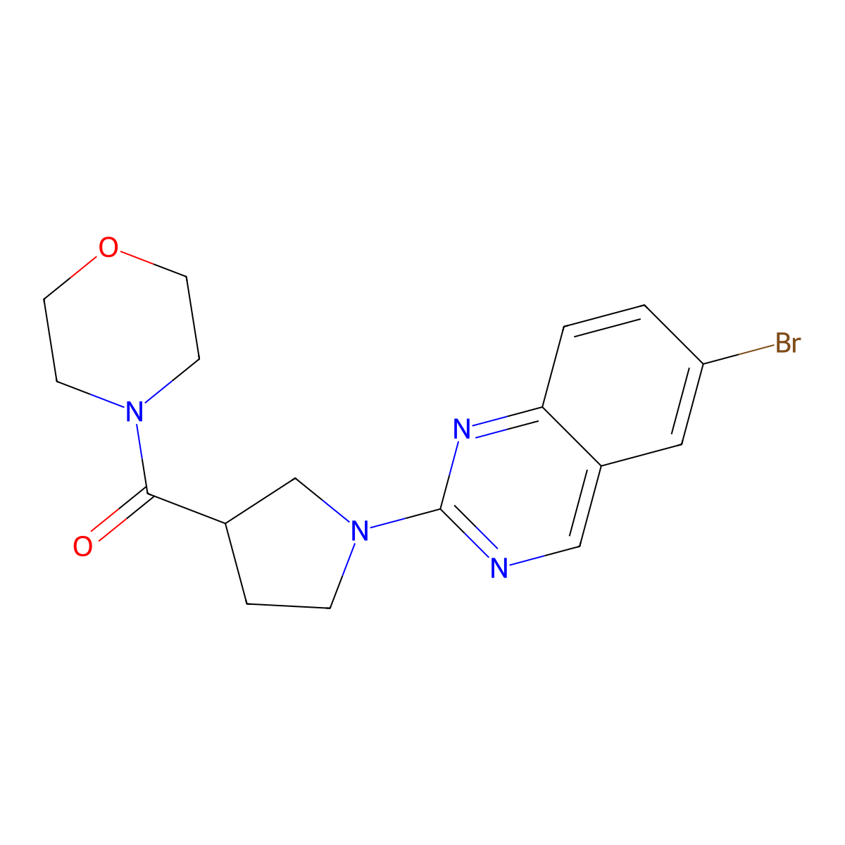 6-Bromo-2-[3-(morpholine-4-carbonyl)pyrrolidin-1-yl]quinazoline molecular structure, CAS 2877634-94-9