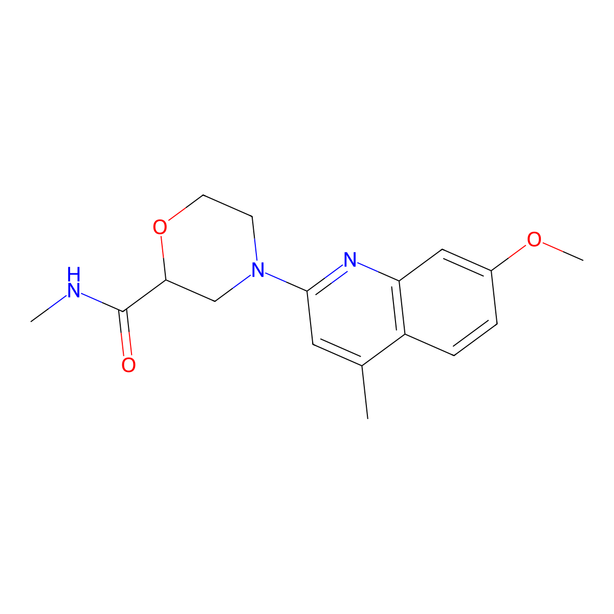 4-(7-methoxy-4-methylquinolin-2-yl)-N-methylmorpholine-2-carboxamide molecular structure, CAS 2877634-98-3