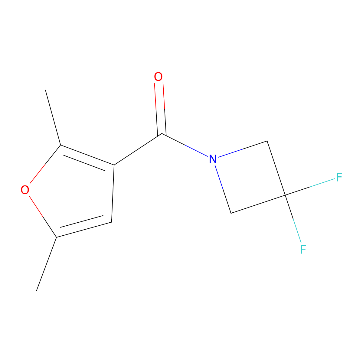 1-(2,5-Dimethylfuran-3-carbonyl)-3,3-difluoroazetidine molecular structure, CAS 2877635-01-1