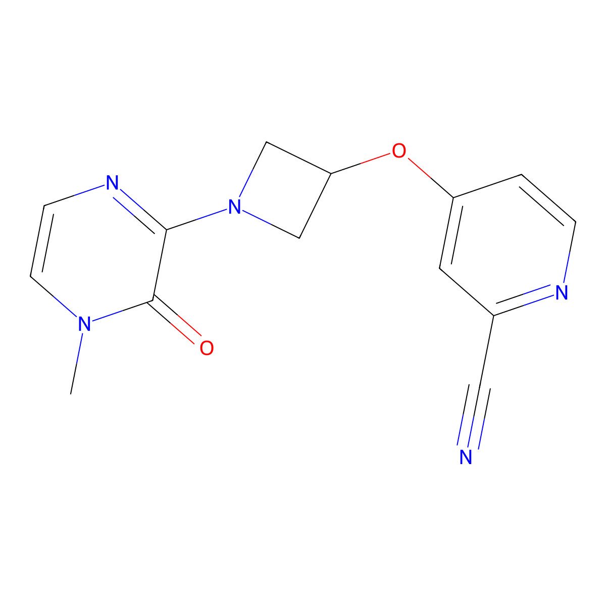 4-{[1-(4-Methyl-3-oxo-3,4-dihydropyrazin-2-yl)azetidin-3-yl]oxy}pyridine-2-carbonitrile molecular structure, CAS 2877635-02-2