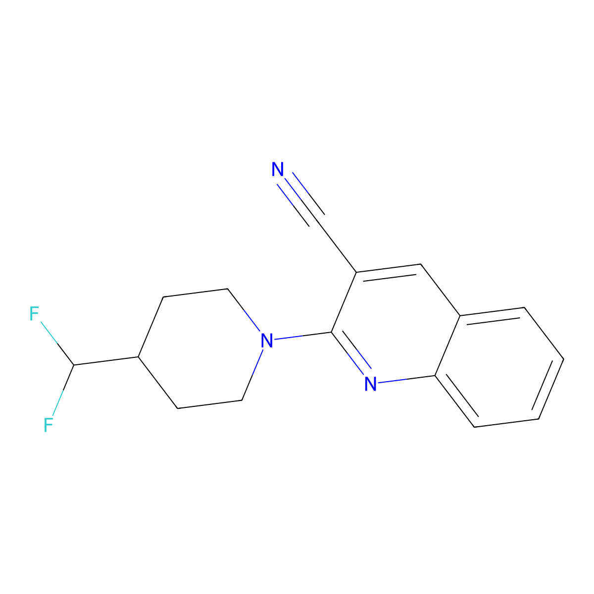 2-[4-(Difluoromethyl)piperidin-1-yl]quinoline-3-carbonitrile molecular structure, CAS 2877635-05-5