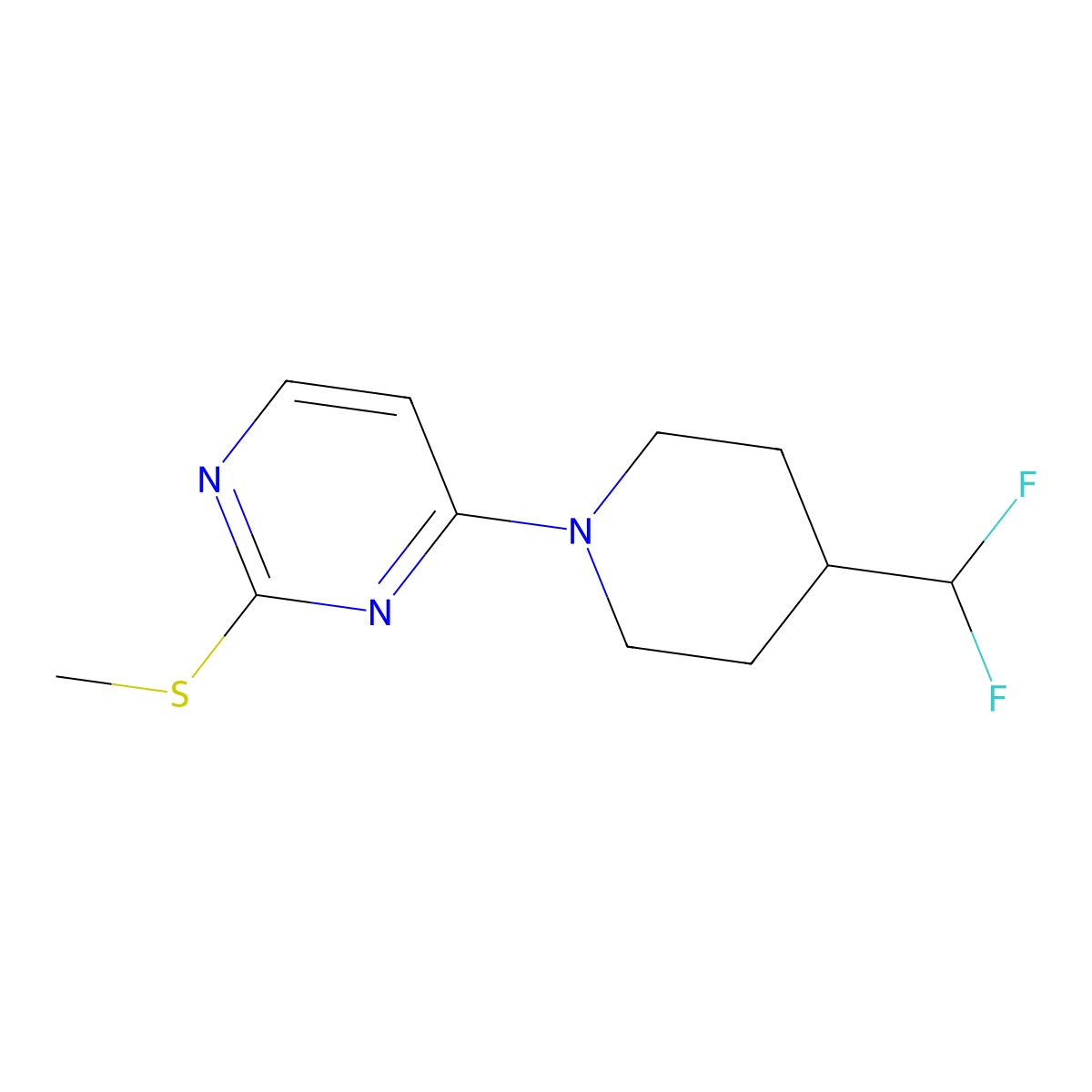 4-[4-(Difluoromethyl)piperidin-1-yl]-2-(methylsulfanyl)pyrimidine molecular structure, CAS 2877635-20-4