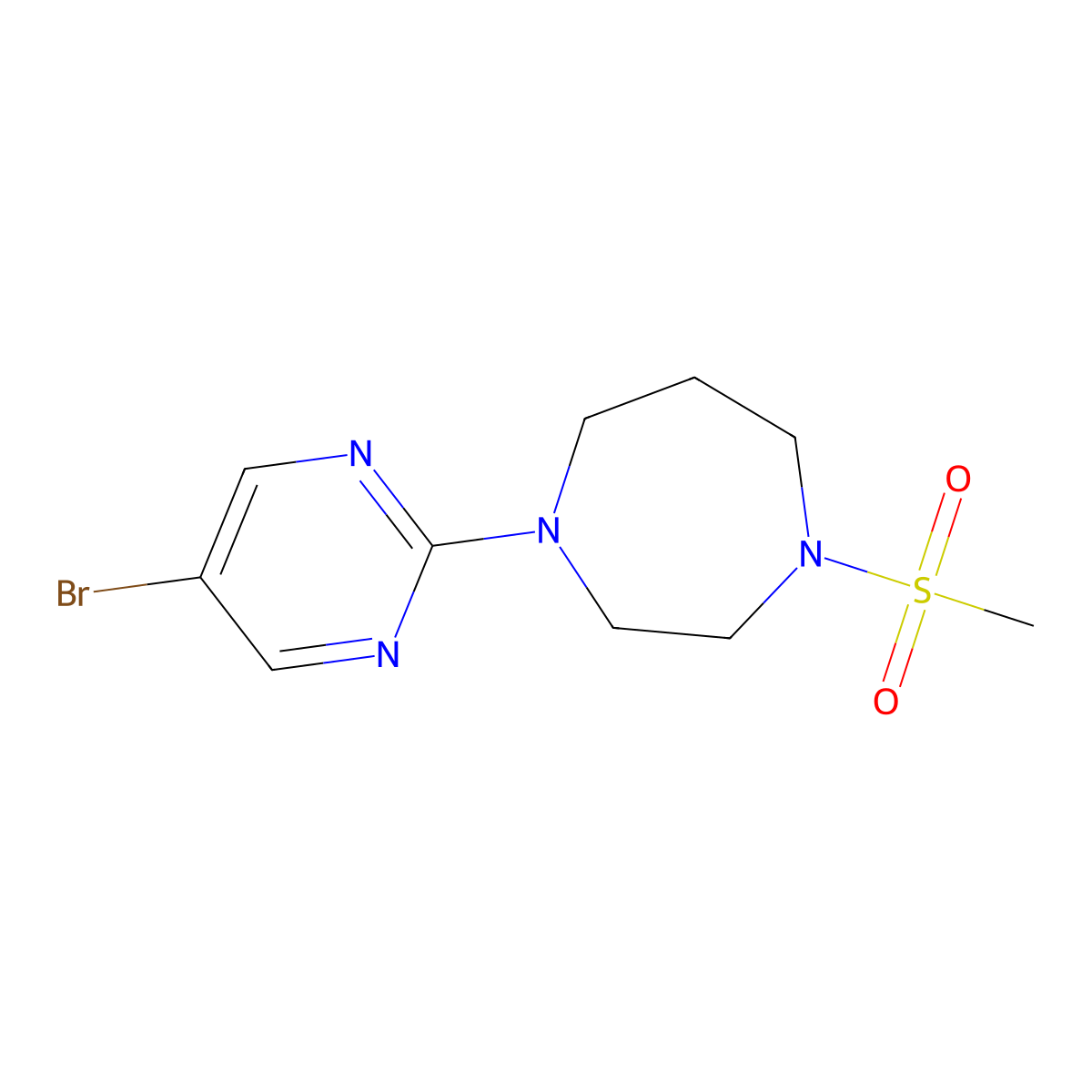 1-(5-Bromopyrimidin-2-yl)-4-methanesulfonyl-1,4-diazepane molecular structure, CAS 2877635-24-8