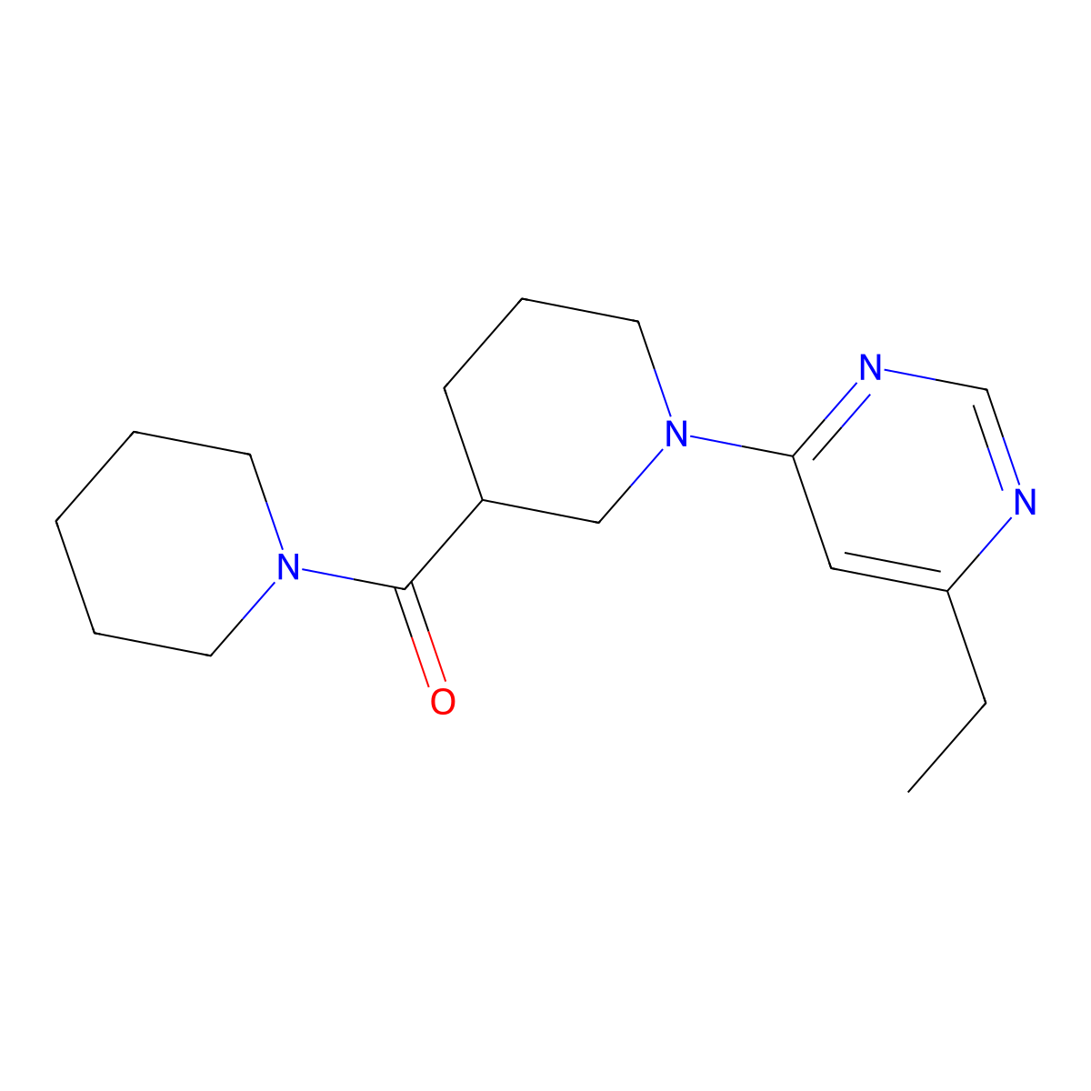 4-Ethyl-6-[3-(piperidine-1-carbonyl)piperidin-1-yl]pyrimidine molecular structure, CAS 2877635-30-6