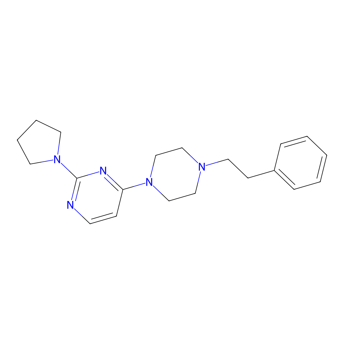 4-[4-(2-Phenylethyl)piperazin-1-yl]-2-(pyrrolidin-1-yl)pyrimidine molecular structure, CAS 2877635-32-8