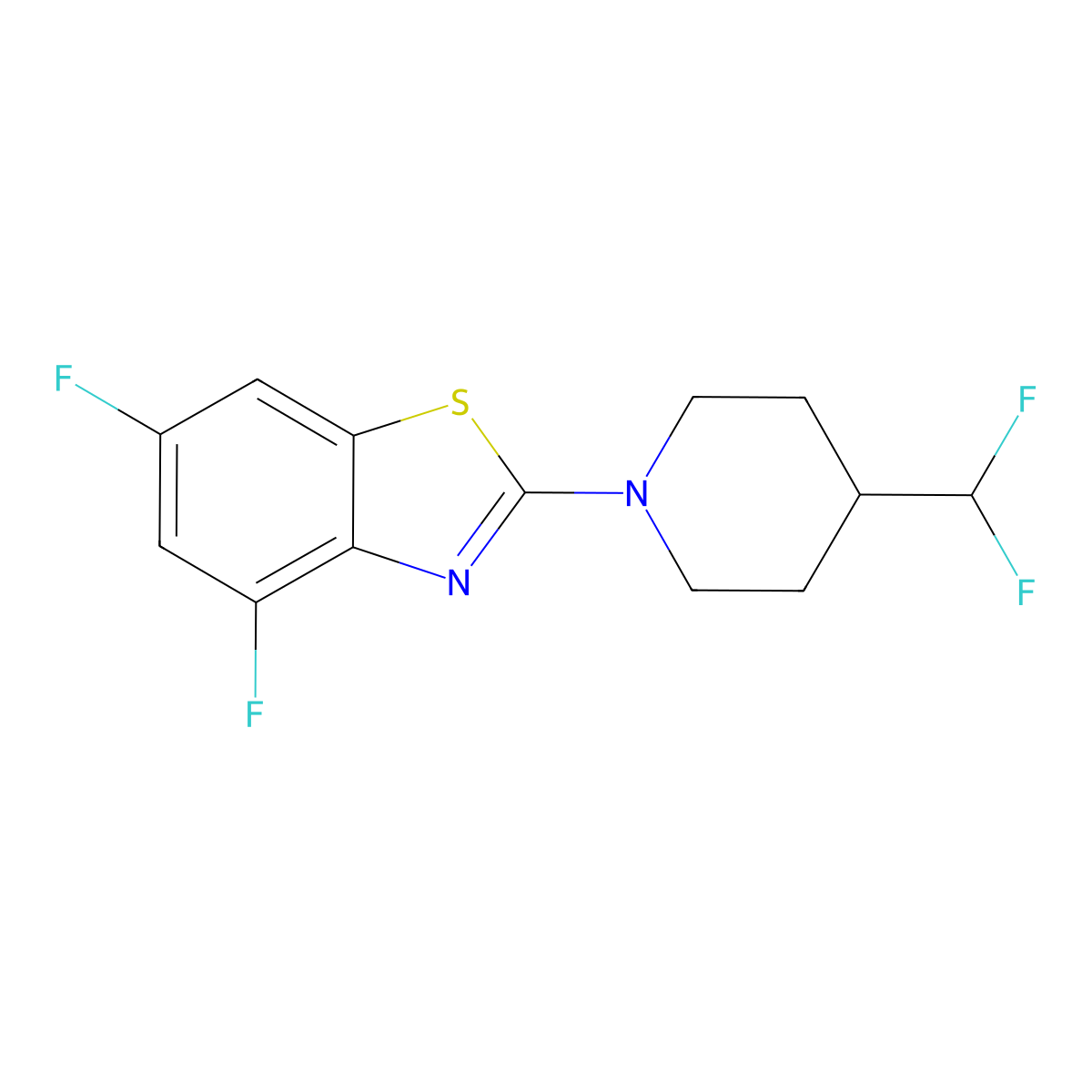2-[4-(Difluoromethyl)piperidin-1-yl]-4,6-difluoro-1,3-benzothiazole molecular structure, CAS 2877635-34-0