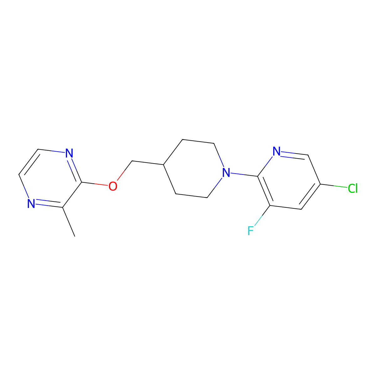 2-{[1-(5-Chloro-3-fluoropyridin-2-yl)piperidin-4-yl]methoxy}-3-methylpyrazine molecular structure, CAS 2877635-37-3