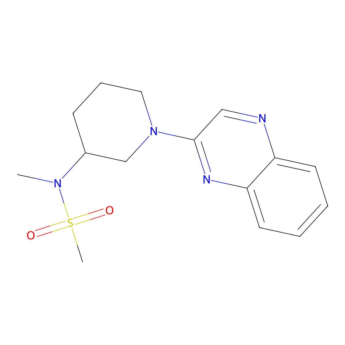N-methyl-N-[1-(quinoxalin-2-yl)piperidin-3-yl]methanesulfonamide molecular structure, CAS 2877635-43-1