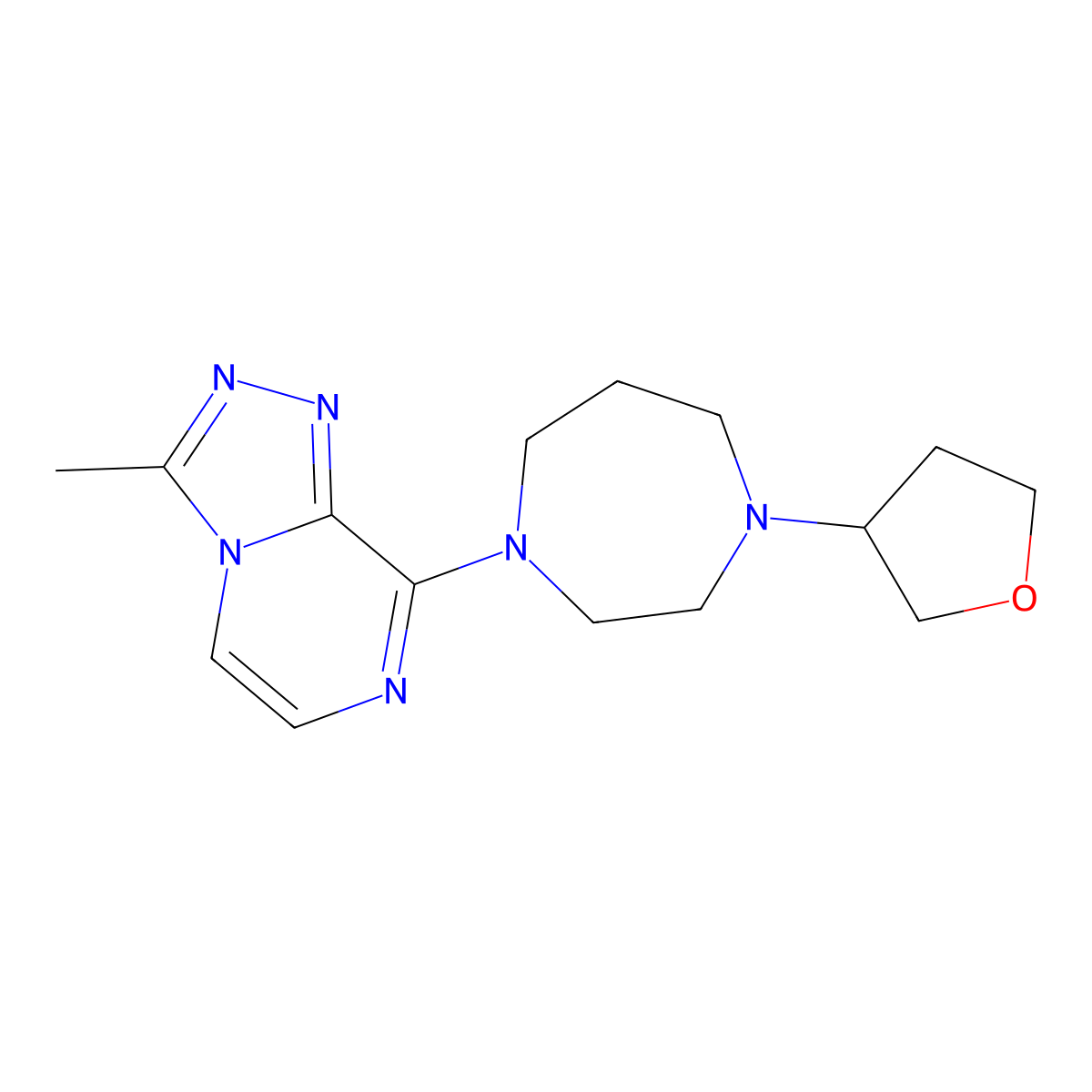 1-{3-Methyl-[1,2,4]triazolo[4,3-a]pyrazin-8-yl}-4-(oxolan-3-yl)-1,4-diazepane molecular structure, CAS 2877635-44-2