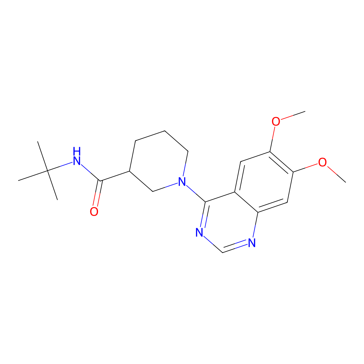 N-tert-butyl-1-(6,7-dimethoxyquinazolin-4-yl)piperidine-3-carboxamide molecular structure, CAS 2877635-45-3