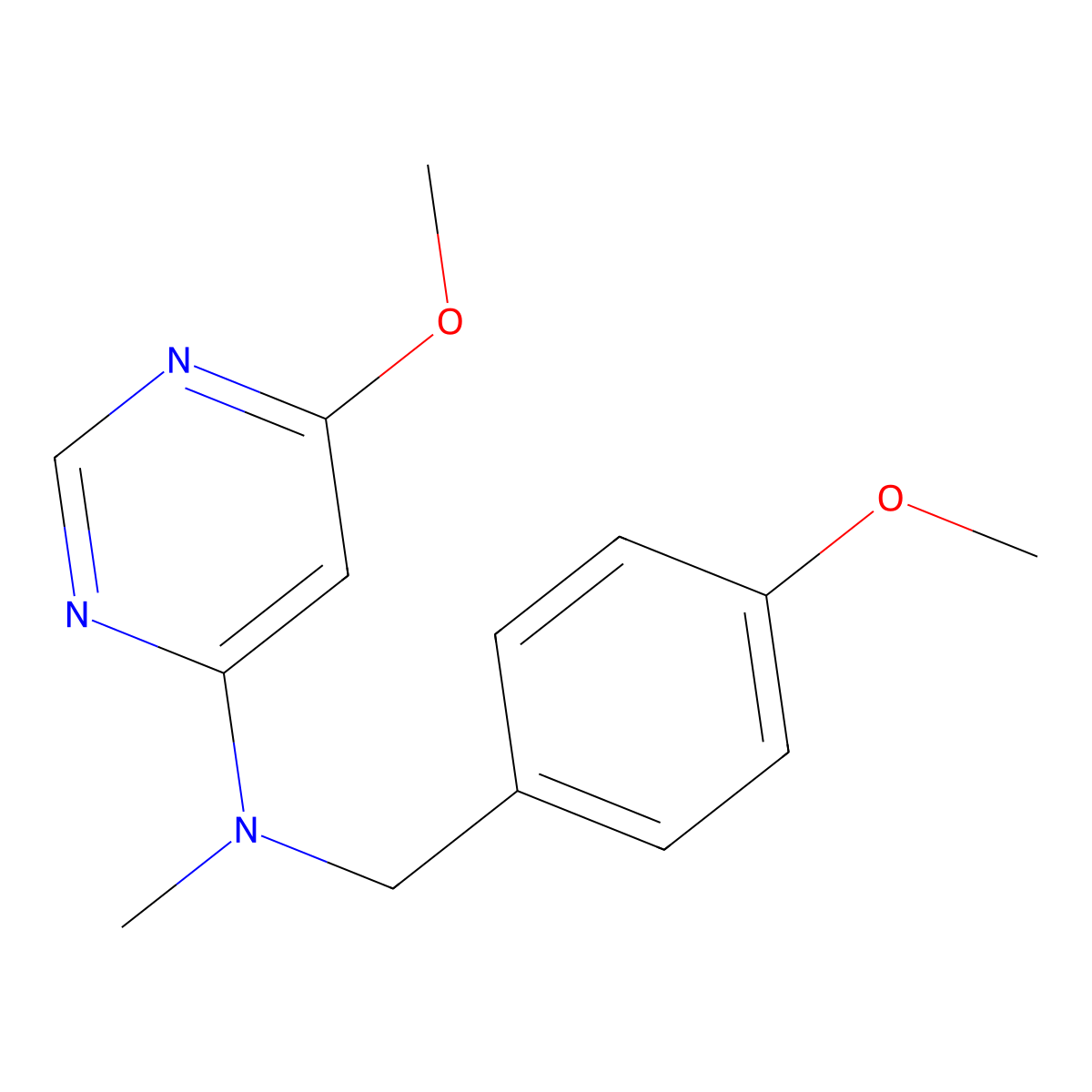 6-methoxy-N-[(4-methoxyphenyl)methyl]-N-methylpyrimidin-4-amine molecular structure, CAS 2877635-49-7