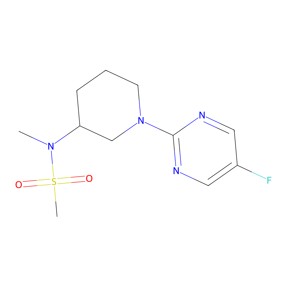 N-[1-(5-fluoropyrimidin-2-yl)piperidin-3-yl]-N-methylmethanesulfonamide molecular structure, CAS 2877635-52-2