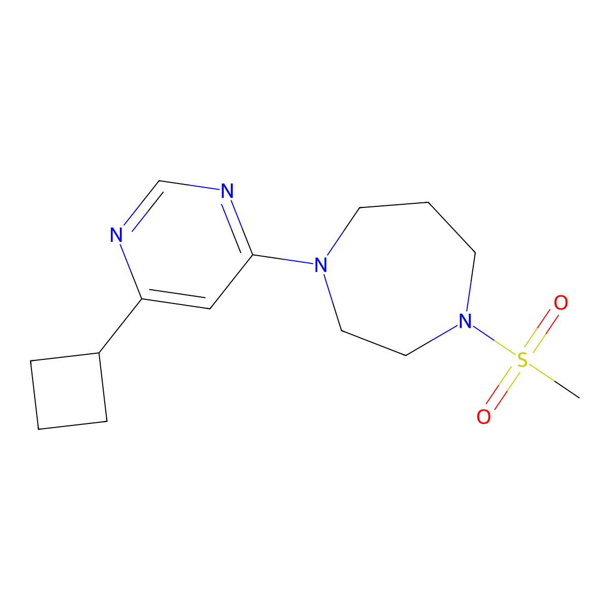 1-(6-Cyclobutylpyrimidin-4-yl)-4-methanesulfonyl-1,4-diazepane molecular structure, CAS 2877635-56-6
