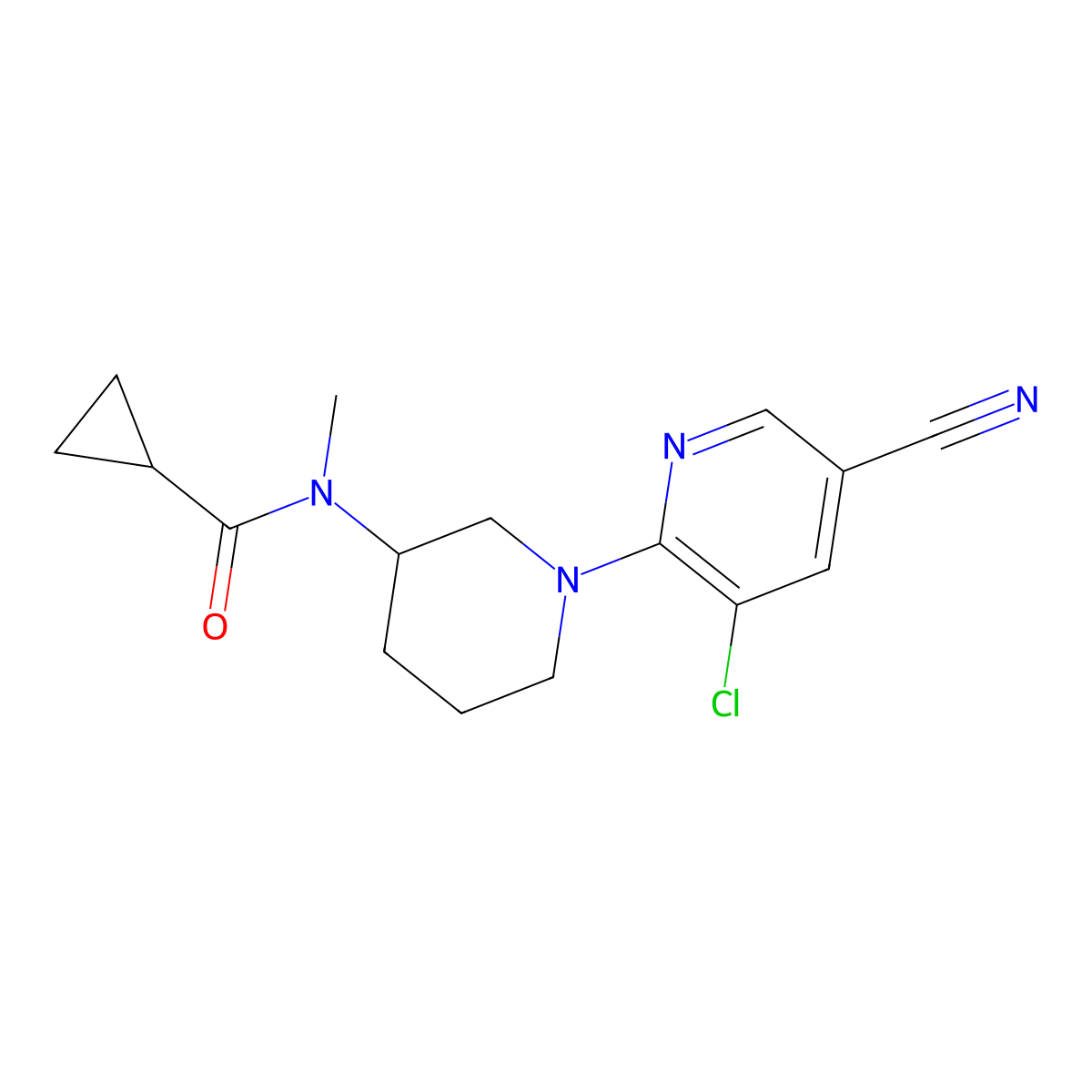 N-[1-(3-chloro-5-cyanopyridin-2-yl)piperidin-3-yl]-N-methylcyclopropanecarboxamide molecular structure, CAS 2877635-58-8