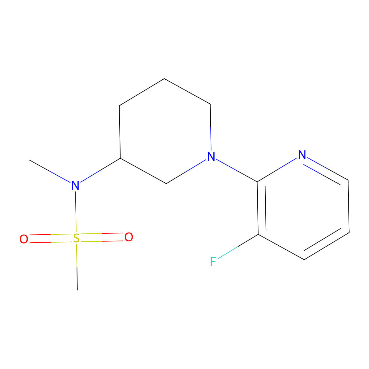 N-[1-(3-fluoropyridin-2-yl)piperidin-3-yl]-N-methylmethanesulfonamide molecular structure, CAS 2877635-59-9