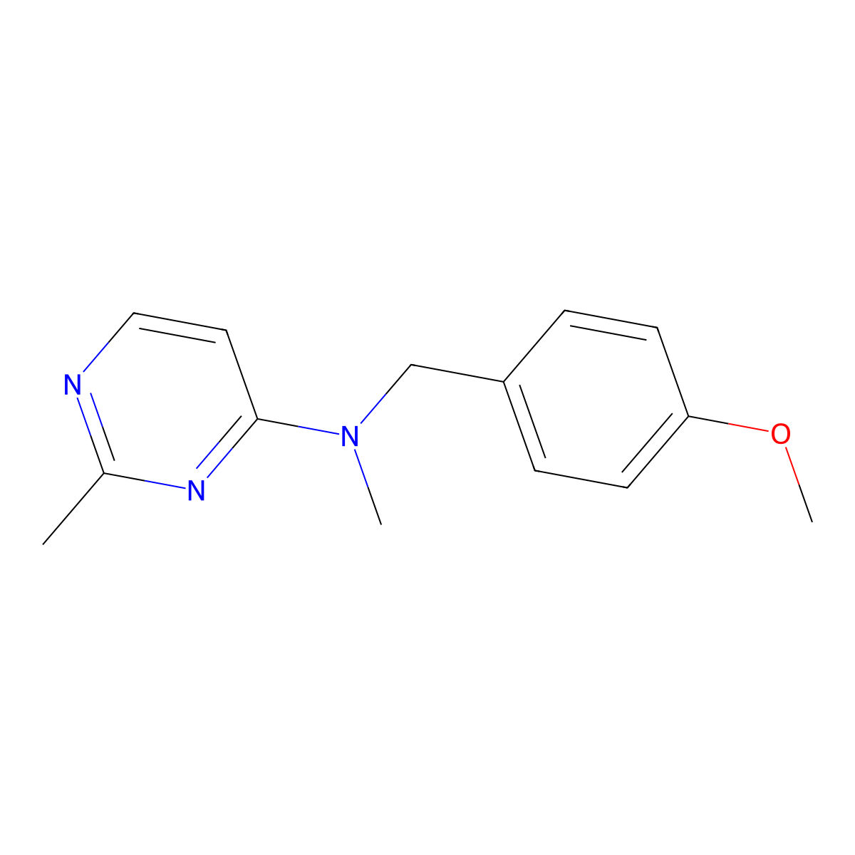 N-[(4-methoxyphenyl)methyl]-N,2-dimethylpyrimidin-4-amine molecular structure, CAS 2877635-64-6