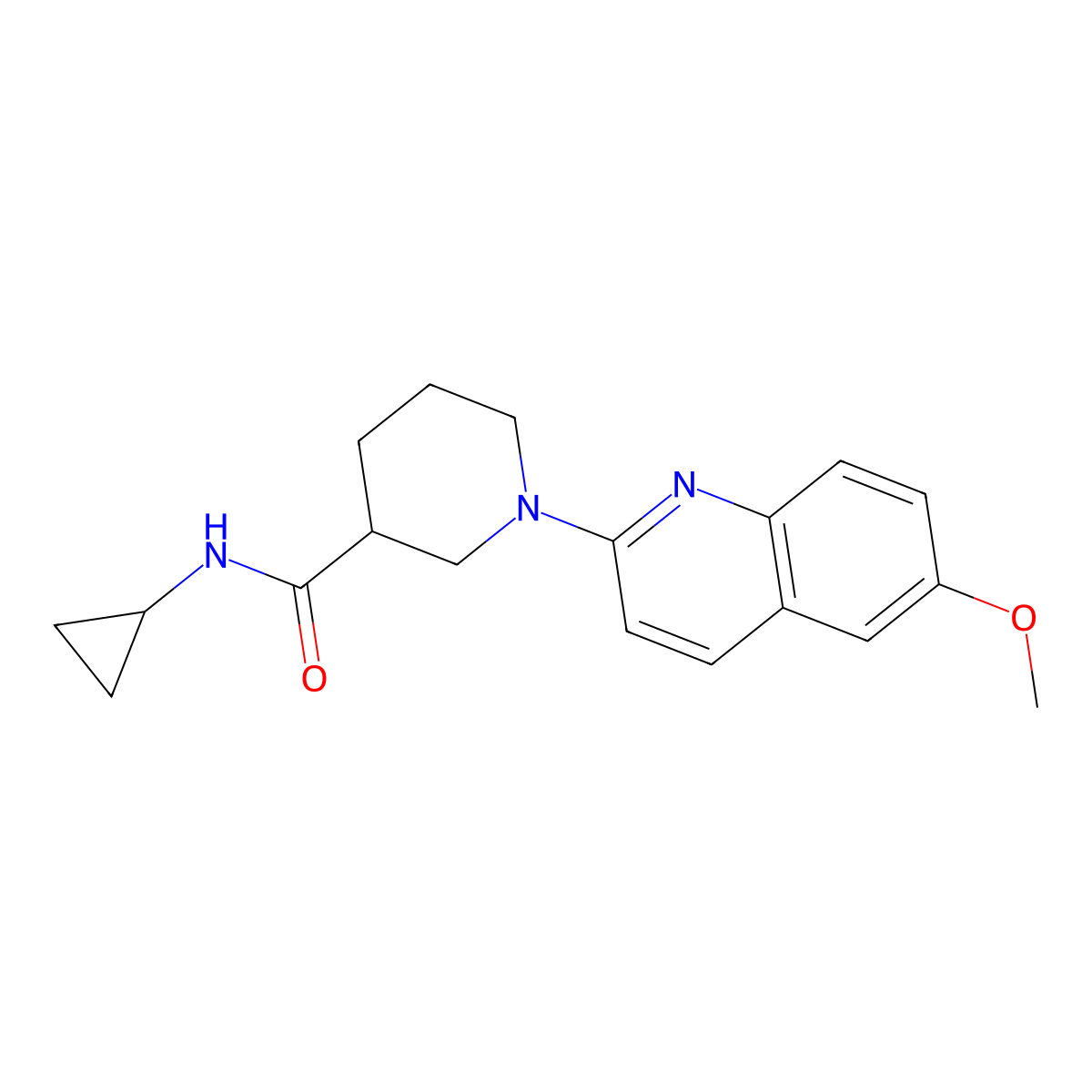 N-cyclopropyl-1-(6-methoxyquinolin-2-yl)piperidine-3-carboxamide molecular structure, CAS 2877635-66-8