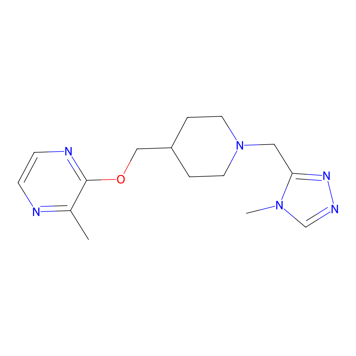 2-methyl-3-({1-[(4-methyl-4H-1,2,4-triazol-3-yl)methyl]piperidin-4-yl}methoxy)pyrazine molecular structure, CAS 2877635-67-9