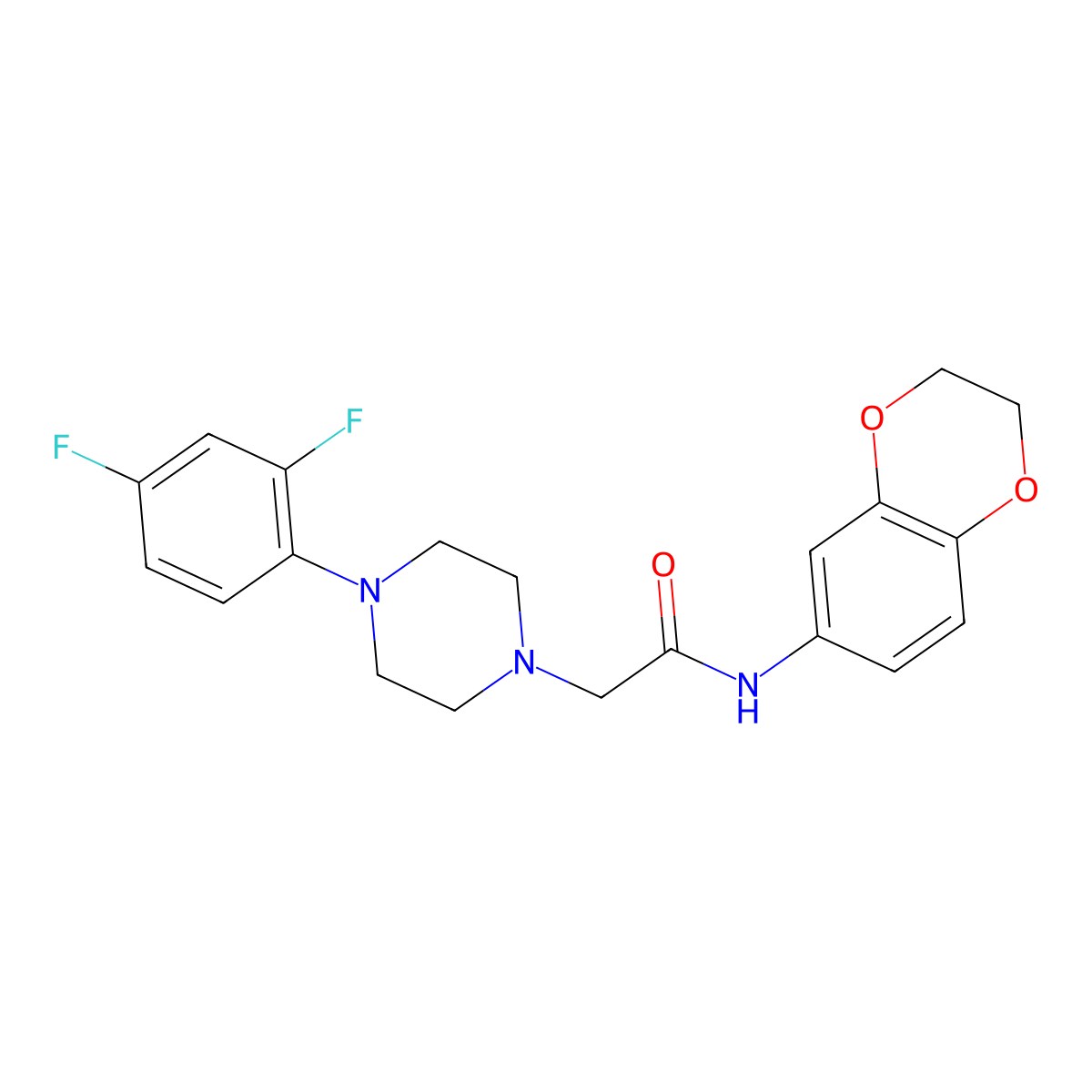 2-[4-(2,4-difluorophenyl)piperazin-1-yl]-N-(2,3-dihydro-1,4-benzodioxin-6-yl)acetamide molecular structure, CAS 2877635-72-6
