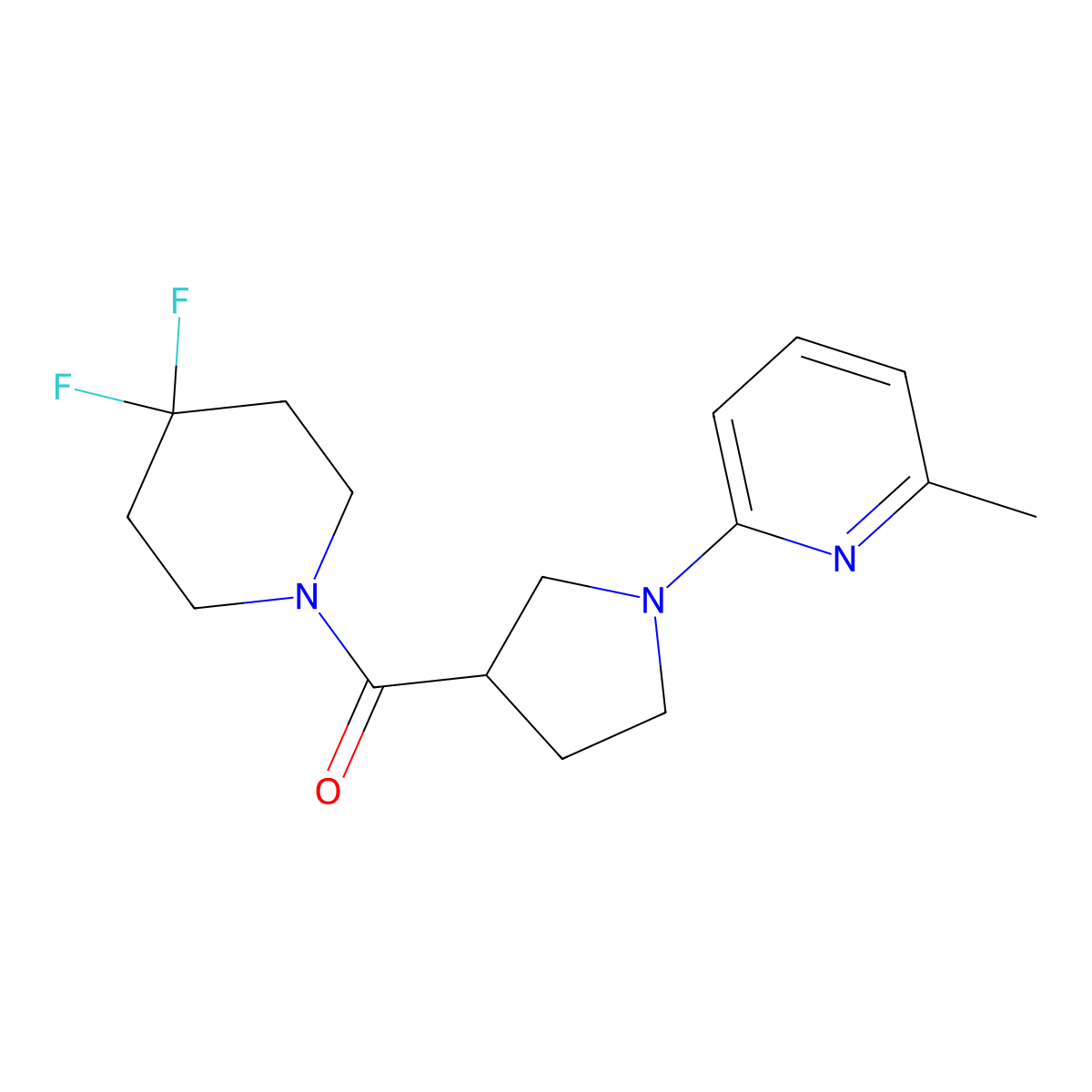 2-[3-(4,4-Difluoropiperidine-1-carbonyl)pyrrolidin-1-yl]-6-methylpyridine molecular structure, CAS 2877635-77-1