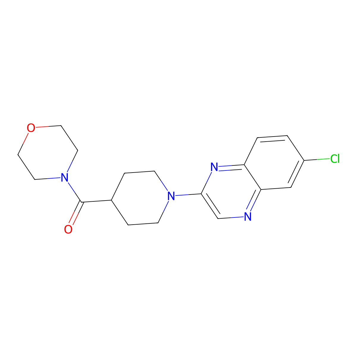 6-Chloro-2-[4-(morpholine-4-carbonyl)piperidin-1-yl]quinoxaline molecular structure, CAS 2877635-78-2