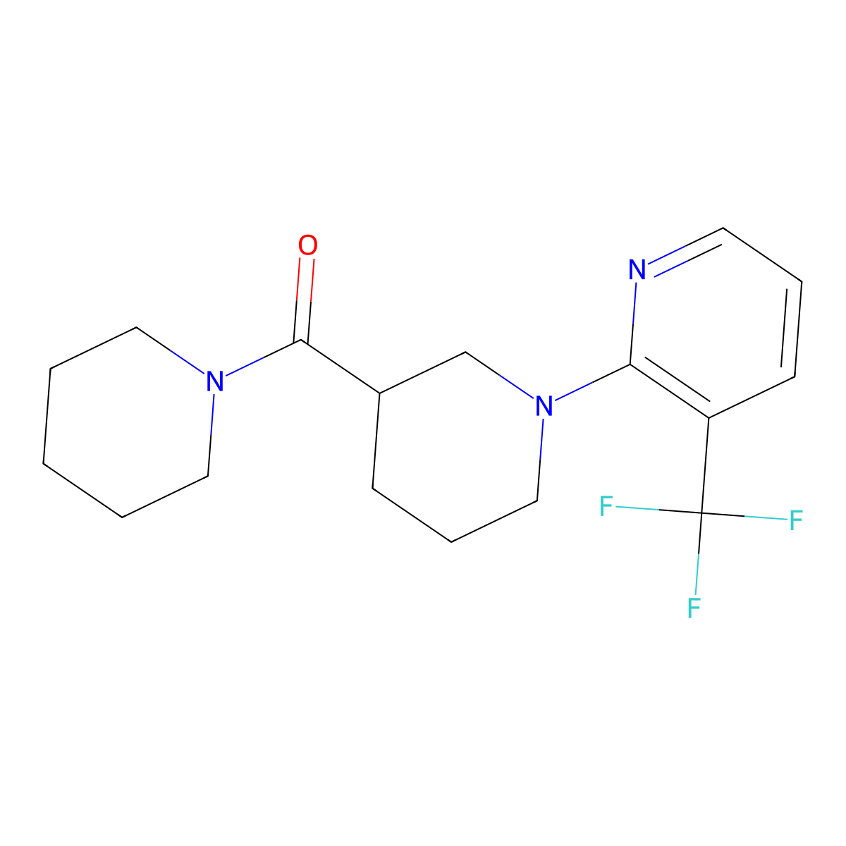 2-[3-(Piperidine-1-carbonyl)piperidin-1-yl]-3-(trifluoromethyl)pyridine molecular structure, CAS 2877635-83-9