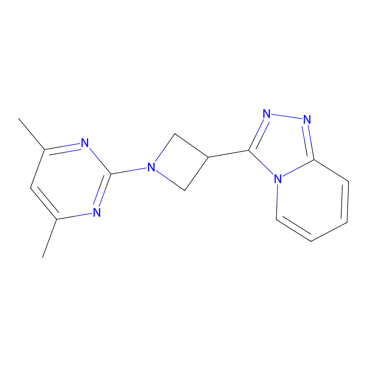 4,6-Dimethyl-2-(3-{[1,2,4]triazolo[4,3-a]pyridin-3-yl}azetidin-1-yl)pyrimidine molecular structure, CAS 2877635-85-1