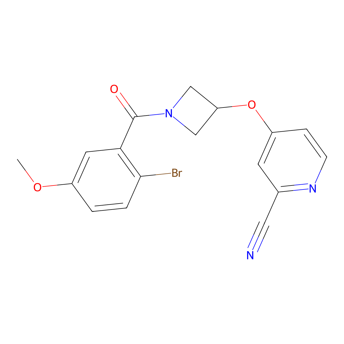 4-{[1-(2-Bromo-5-methoxybenzoyl)azetidin-3-yl]oxy}pyridine-2-carbonitrile molecular structure, CAS 2877635-88-4