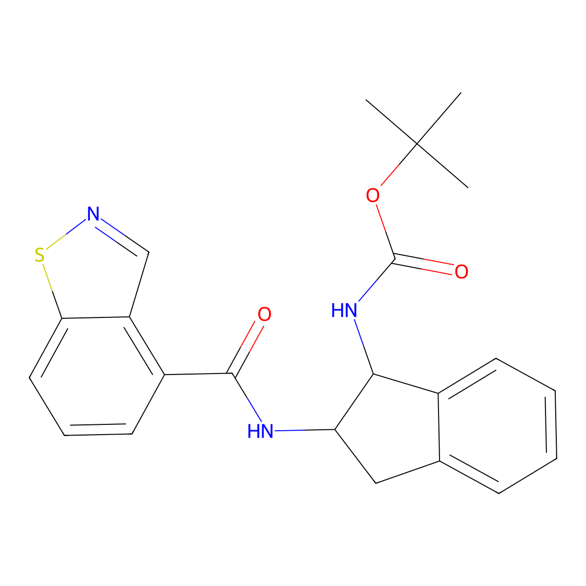 tert-butyl N-[2-(1,2-benzothiazole-4-amido)-2,3-dihydro-1H-inden-1-yl]carbamate molecular structure, CAS 2877635-96-4