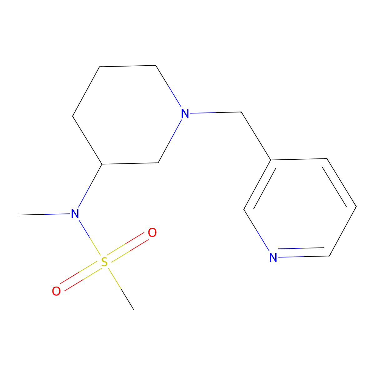 N-methyl-N-{1-[(pyridin-3-yl)methyl]piperidin-3-yl}methanesulfonamide molecular structure, CAS 2877636-00-3
