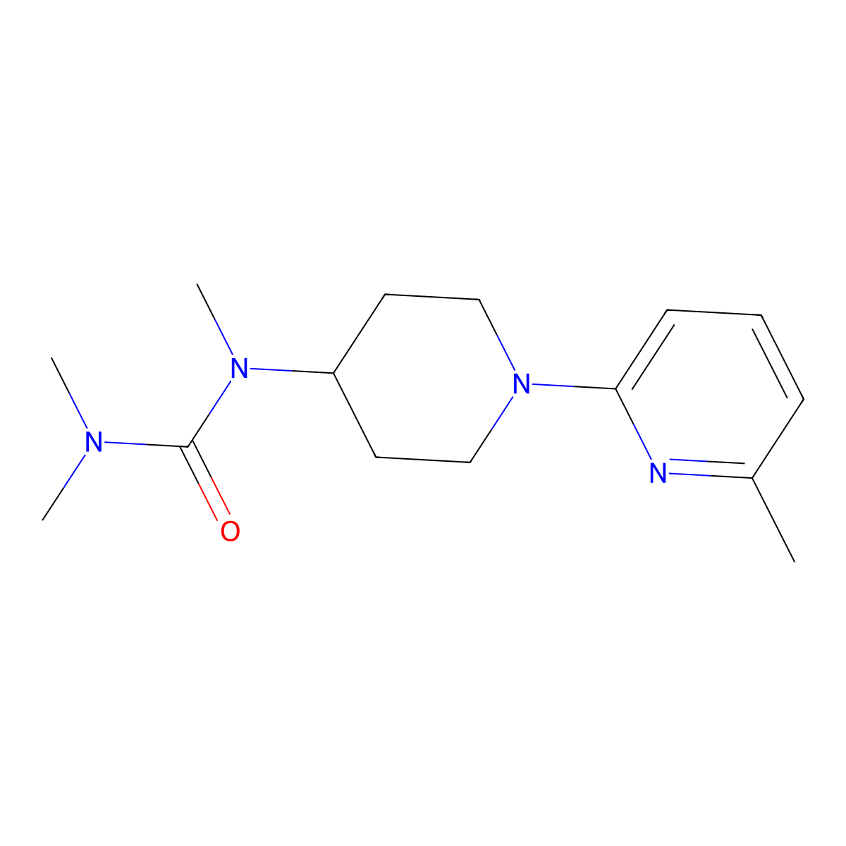 1,3,3-Trimethyl-1-[1-(6-methylpyridin-2-yl)piperidin-4-yl]urea molecular structure, CAS 2877636-02-5