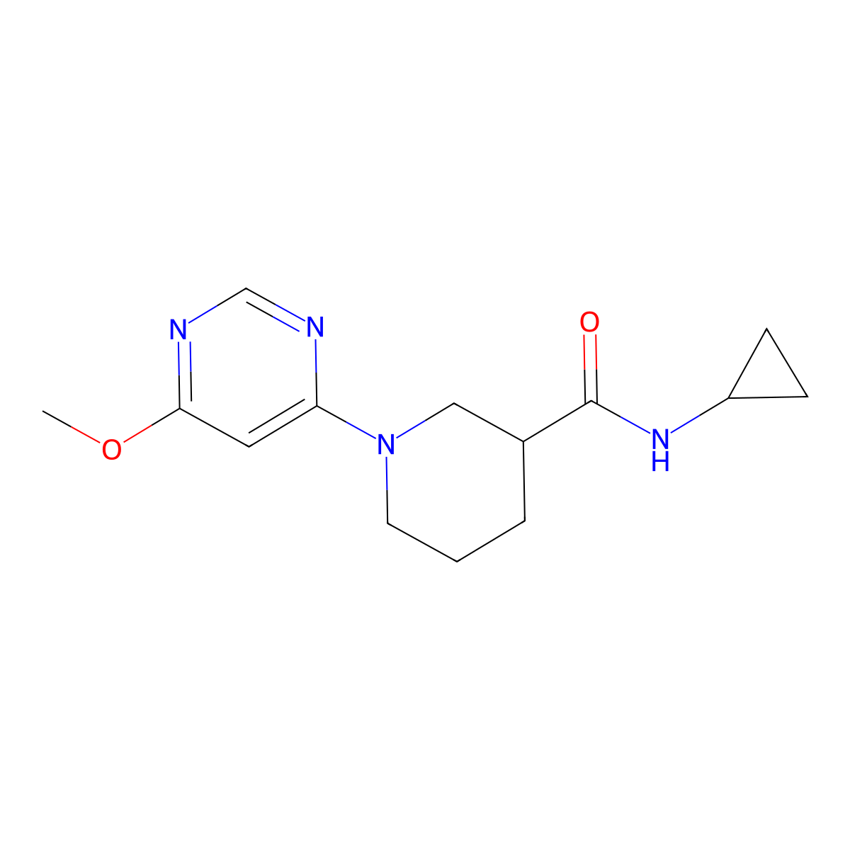 N-cyclopropyl-1-(6-methoxypyrimidin-4-yl)piperidine-3-carboxamide molecular structure, CAS 2877636-03-6