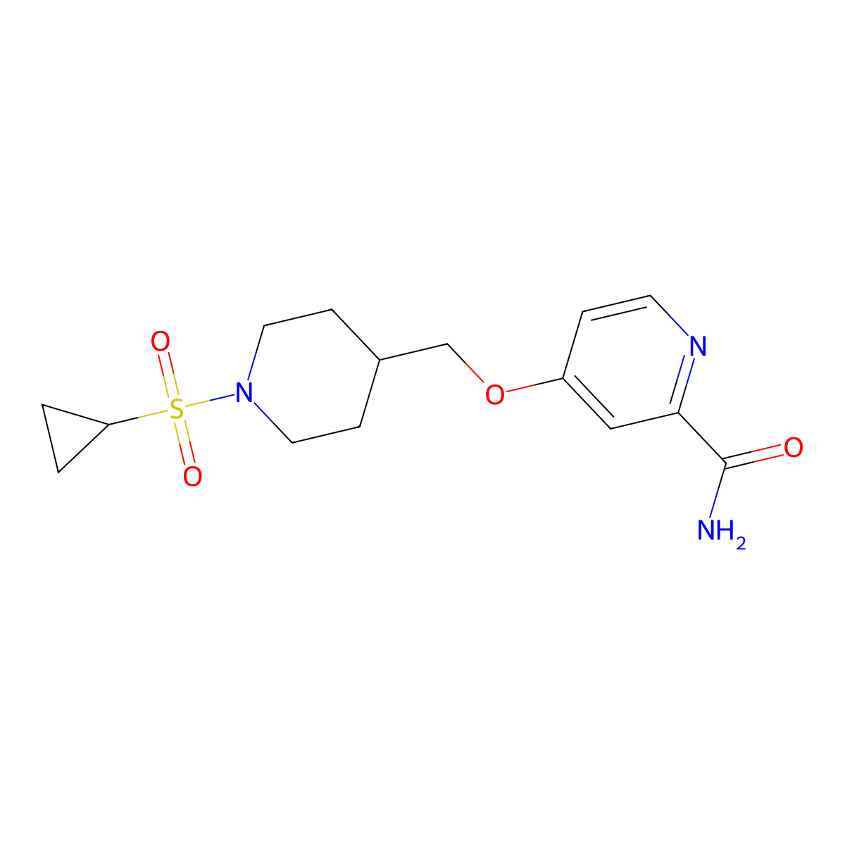 4-{[1-(Cyclopropanesulfonyl)piperidin-4-yl]methoxy}pyridine-2-carboxamide molecular structure, CAS 2877636-06-9