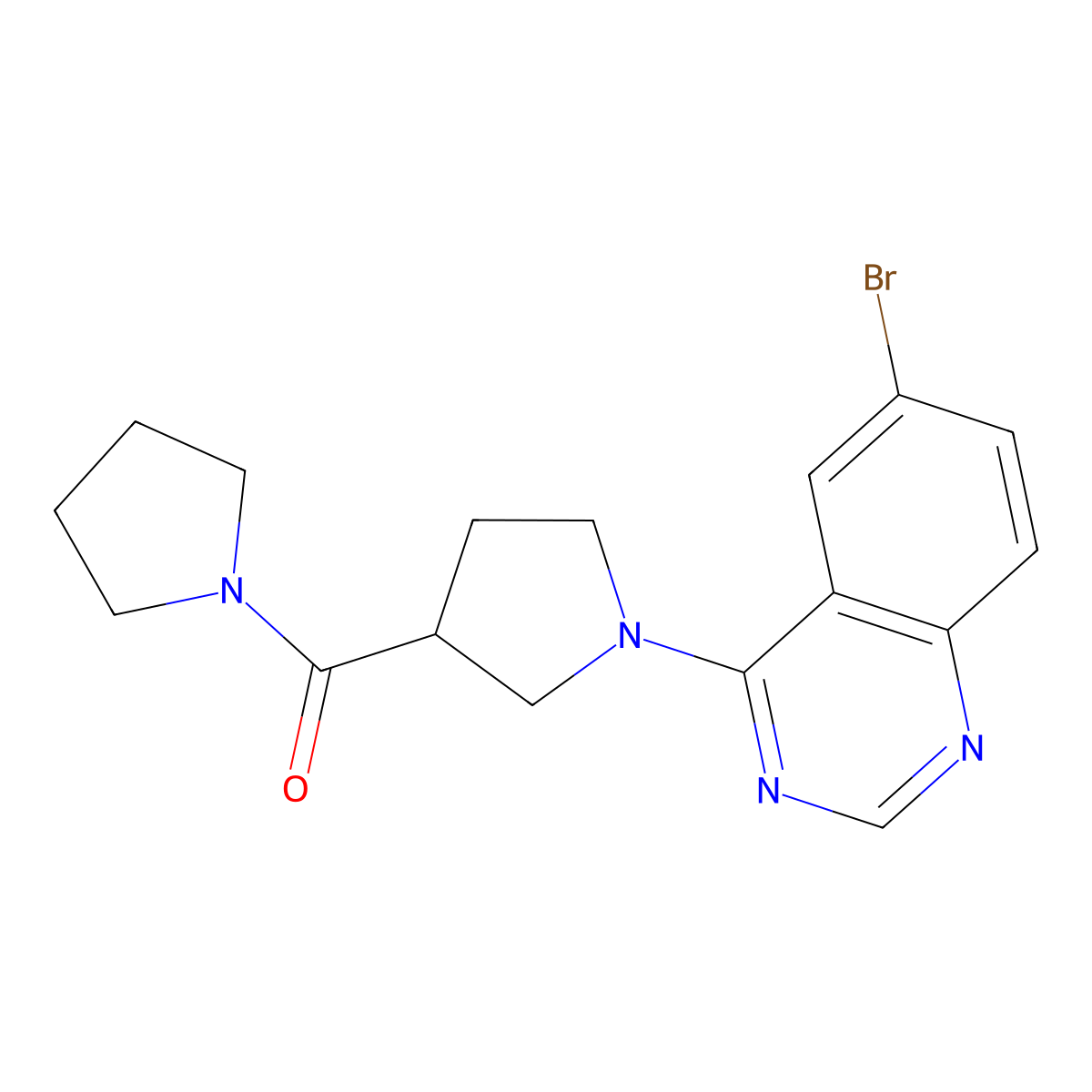 6-Bromo-4-[3-(pyrrolidine-1-carbonyl)pyrrolidin-1-yl]quinazoline molecular structure, CAS 2877636-13-8