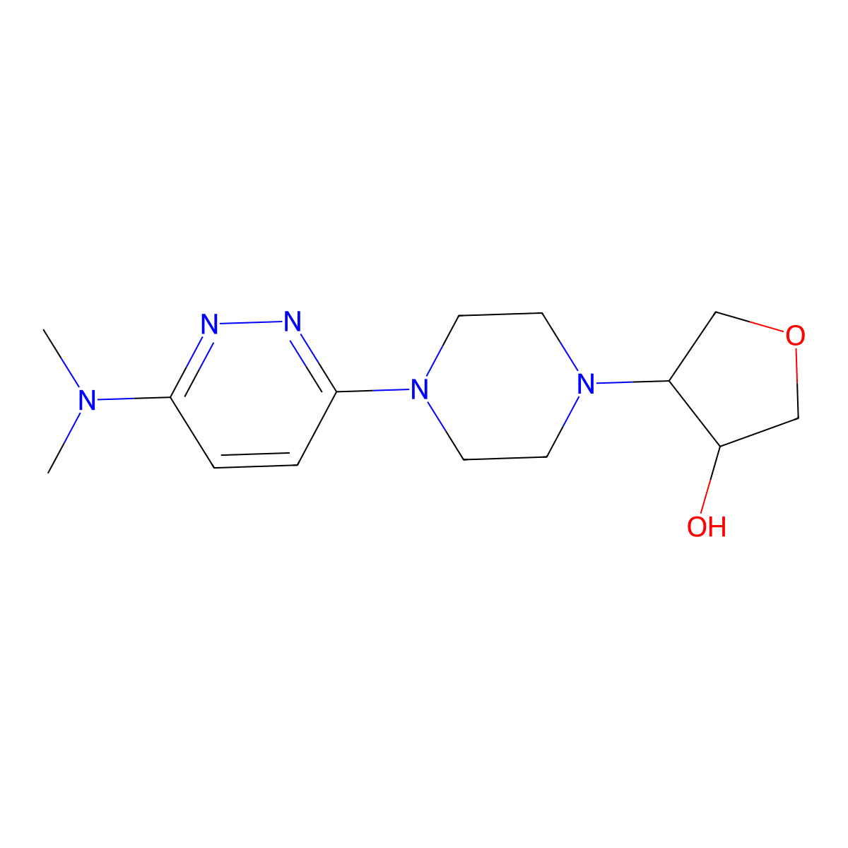 4-{4-[6-(Dimethylamino)pyridazin-3-yl]piperazin-1-yl}oxolan-3-ol molecular structure, CAS 2877636-18-3