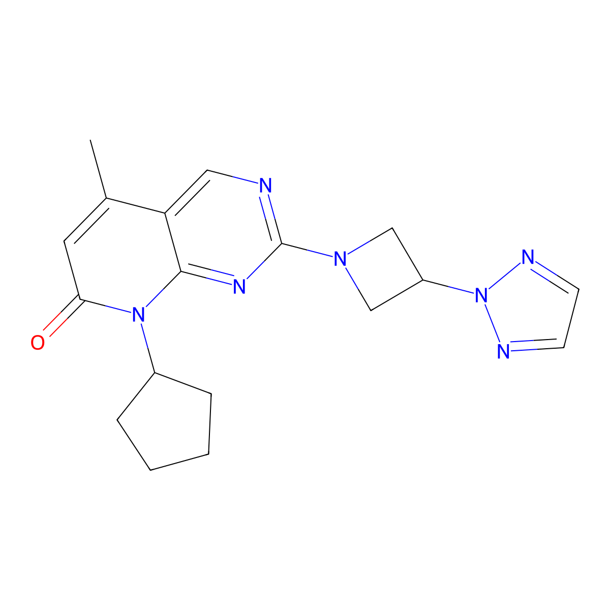 8-cyclopentyl-5-methyl-2-[3-(2H-1,2,3-triazol-2-yl)azetidin-1-yl]-7H,8H-pyrido[2,3-d]pyrimidin-7-one molecular structure, CAS 2877636-23-0