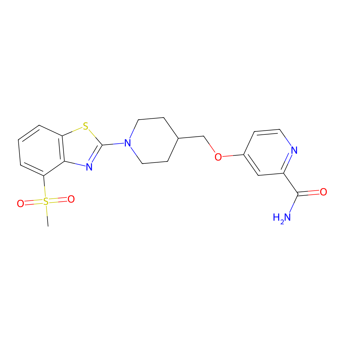 4-{[1-(4-Methanesulfonyl-1,3-benzothiazol-2-yl)piperidin-4-yl]methoxy}pyridine-2-carboxamide molecular structure, CAS 2877636-24-1