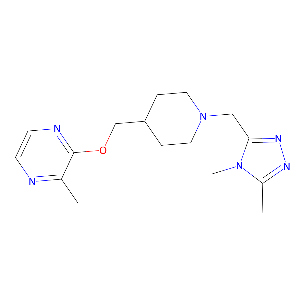 2-({1-[(4,5-dimethyl-4H-1,2,4-triazol-3-yl)methyl]piperidin-4-yl}methoxy)-3-methylpyrazine molecular structure, CAS 2877636-28-5