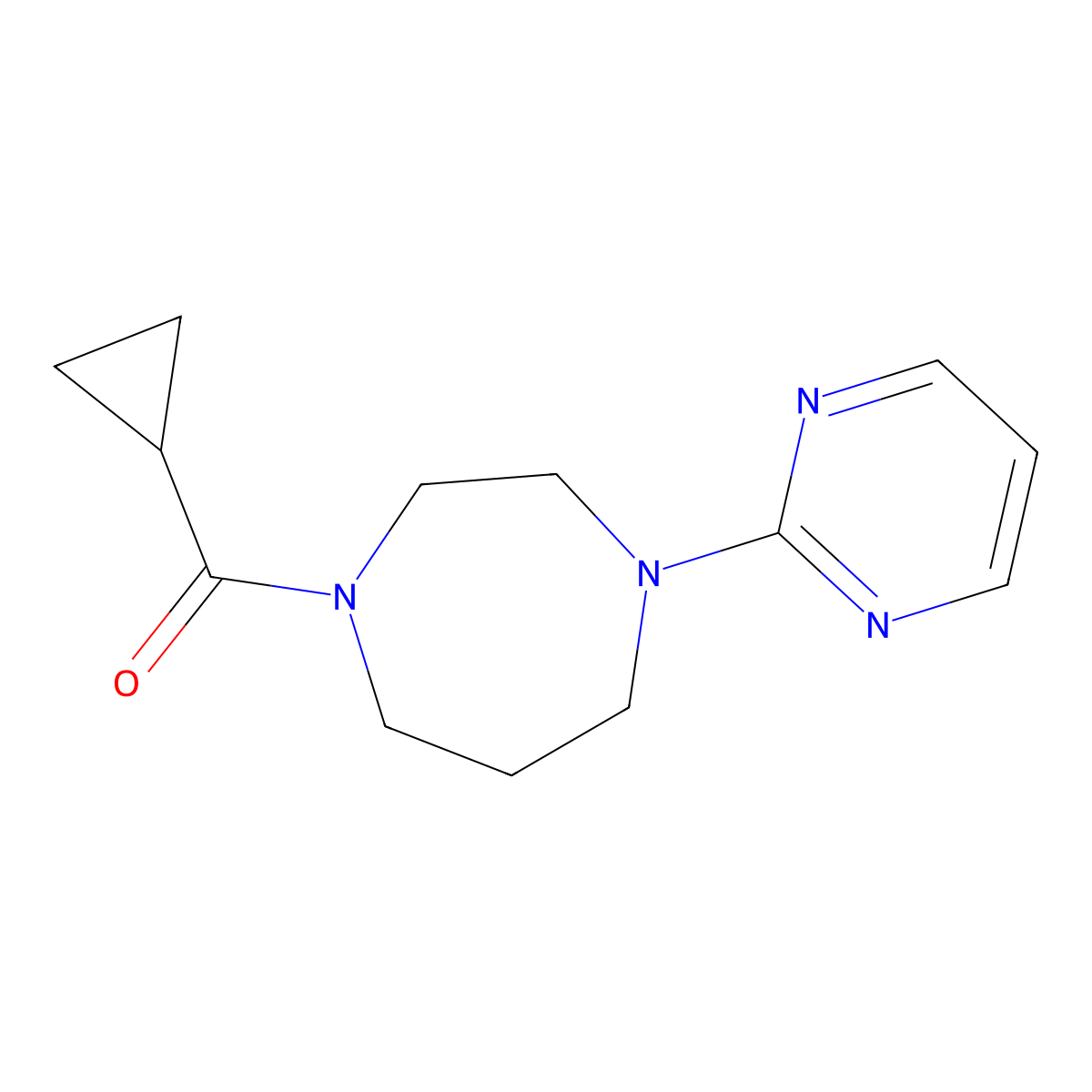 1-Cyclopropanecarbonyl-4-(pyrimidin-2-yl)-1,4-diazepane molecular structure, CAS 2877636-32-1