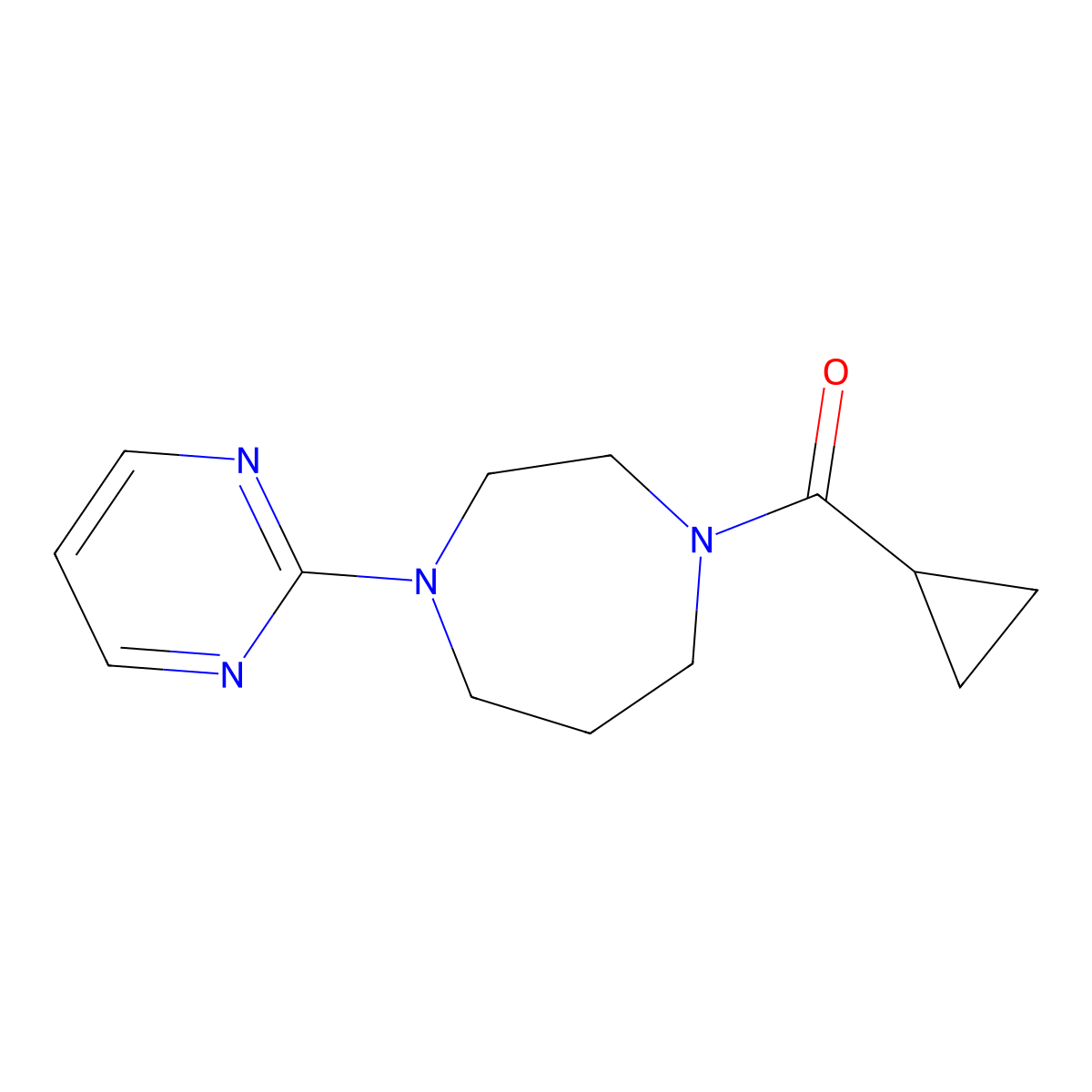 1-Cyclopropanecarbonyl-4-(pyrimidin-2-yl)-1,4-diazepane molecular structure, CAS 2877636-32-1