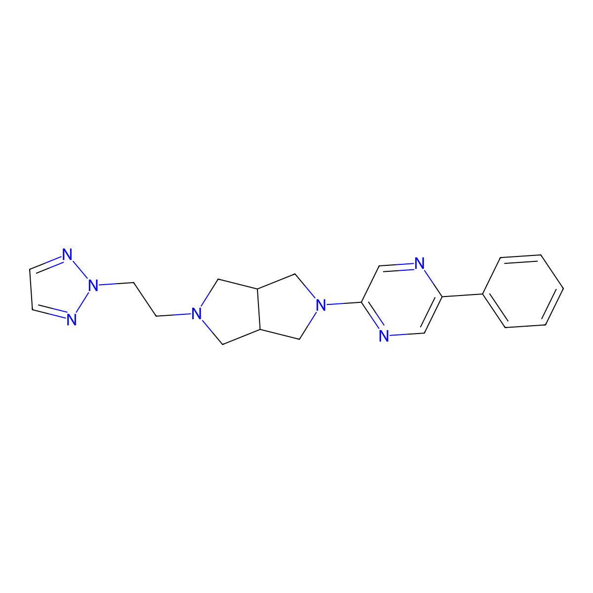 2-phenyl-5-{5-[2-(2H-1,2,3-triazol-2-yl)ethyl]-octahydropyrrolo[3,4-c]pyrrol-2-yl}pyrazine molecular structure, CAS 2877636-33-2