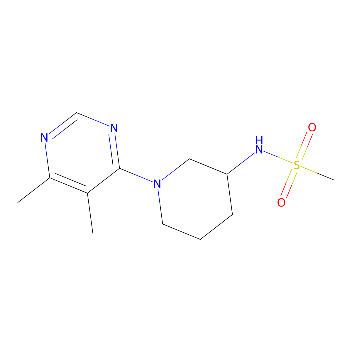 N-[1-(5,6-dimethylpyrimidin-4-yl)piperidin-3-yl]methanesulfonamide molecular structure, CAS 2877636-35-4